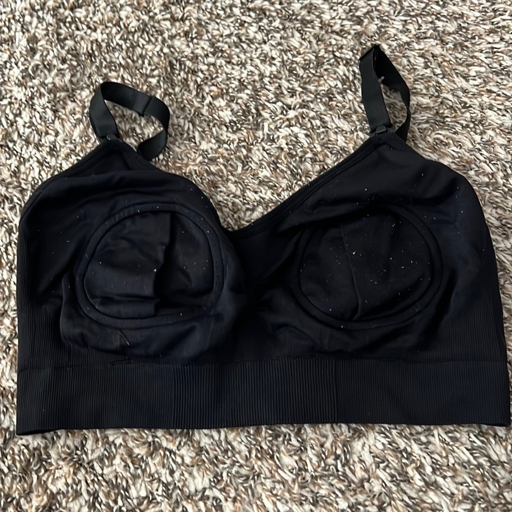 Black small breastfeeding bra.